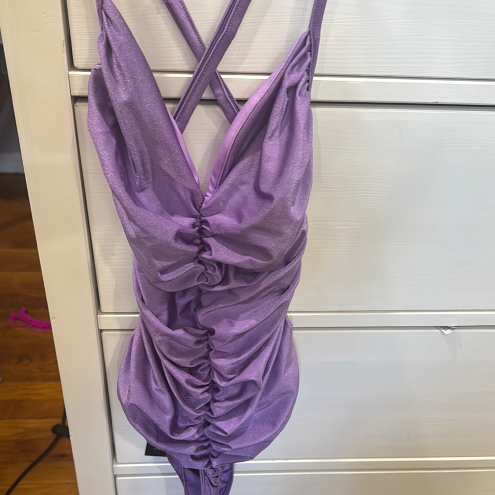Purple Ruched Swimsuit